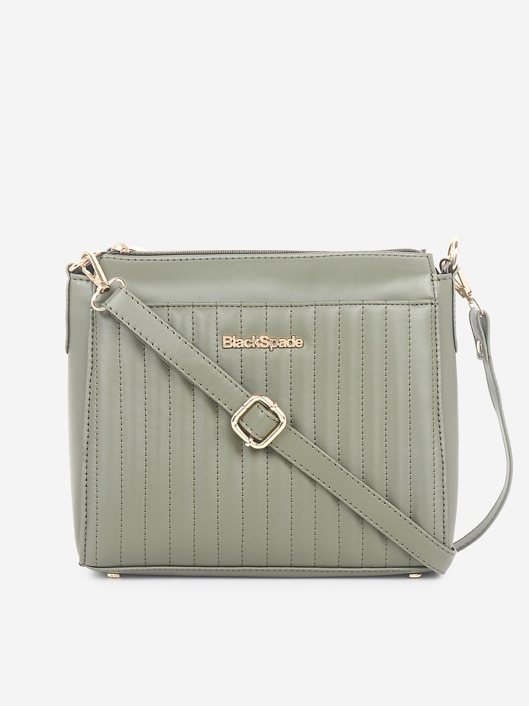 

Black Spade Textured PU Structured Sling Bag with Quilted, Green