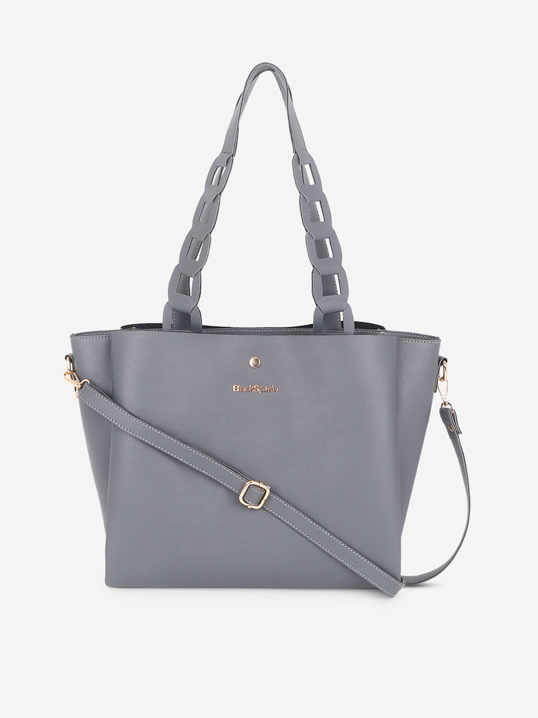 

Black Spade PU Structured Shoulder Bag, Grey