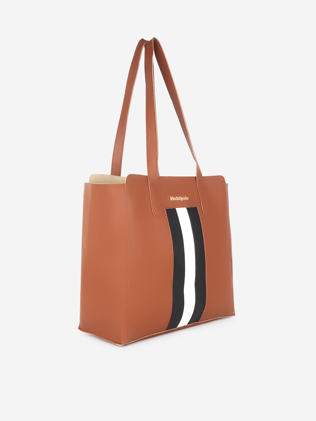 

Black Spade PU Structured Tote Bag, Tan
