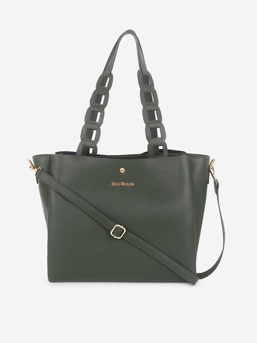 

Black Spade PU Structured Shoulder Bag, Green