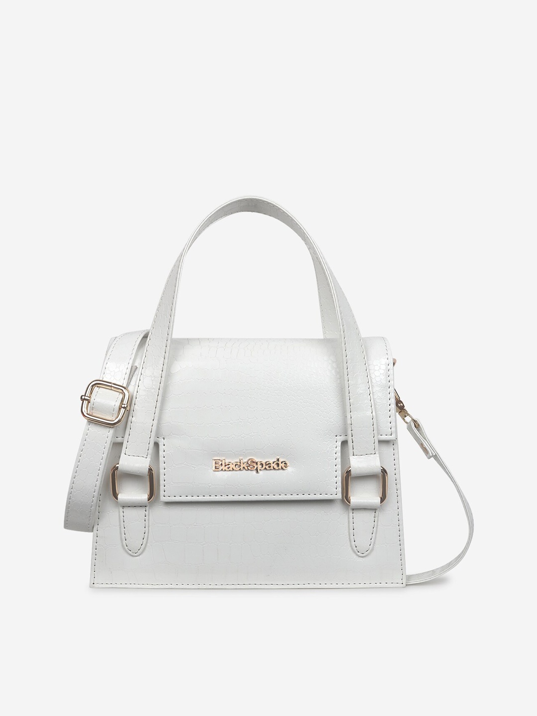 

Black Spade PU Structured Handheld Bag, White