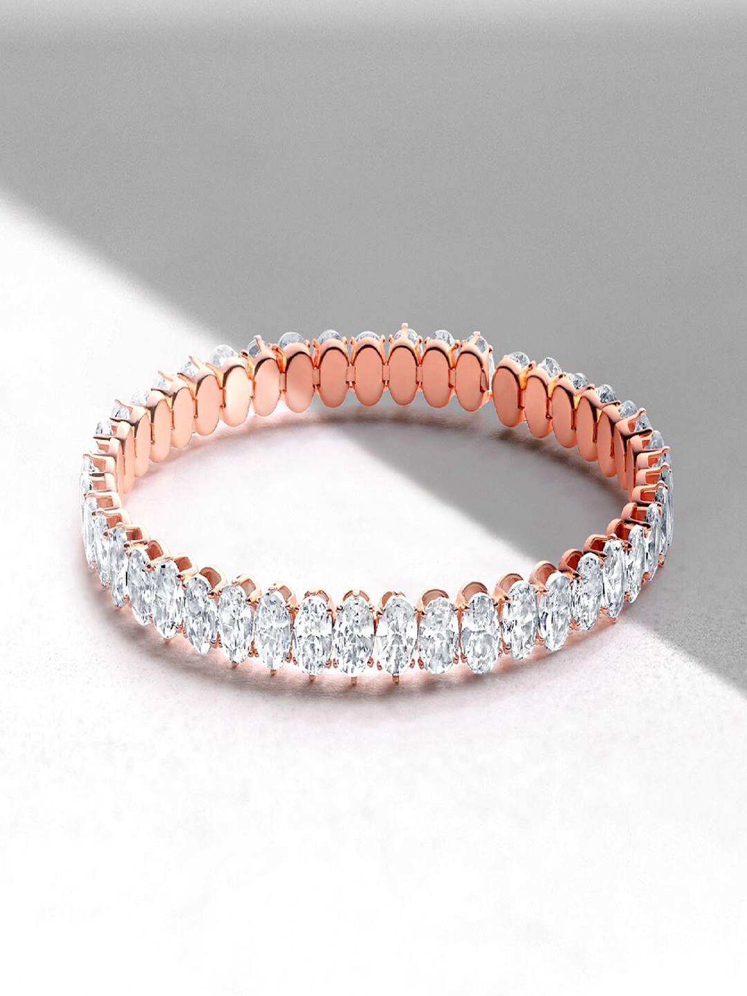 

Mahi Women Cubic Zirconia Rose Gold-Plated Kada Bracelet