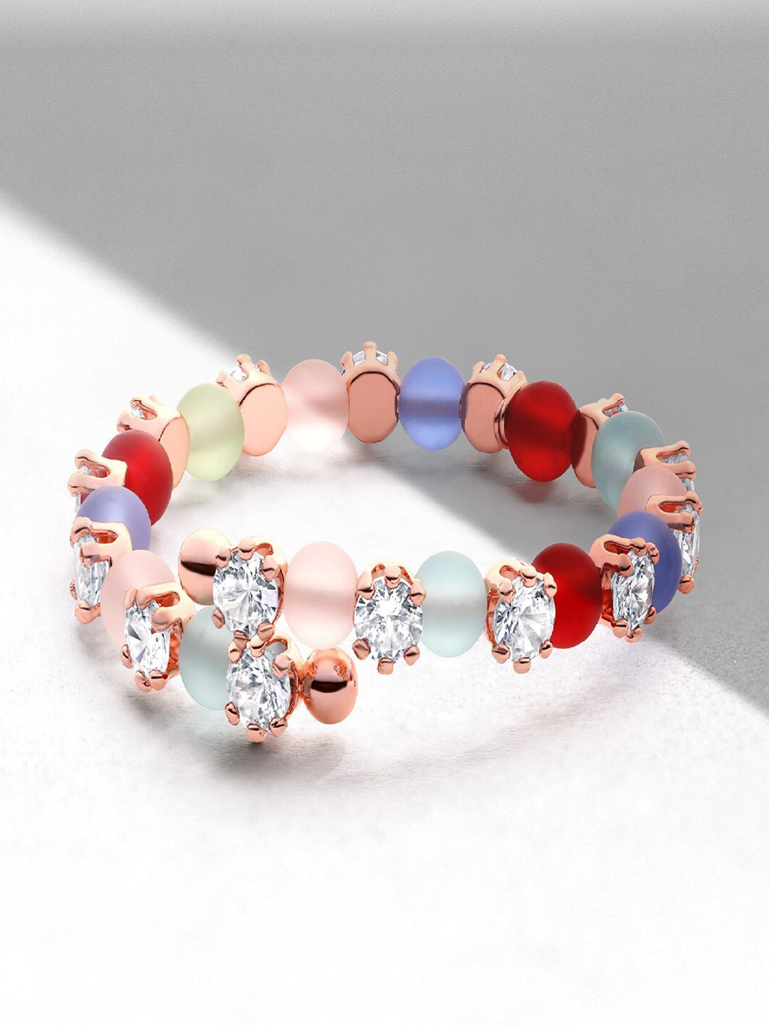 

Mahi Women Cubic Zirconia Rose Gold-Plated Kada Bracelet