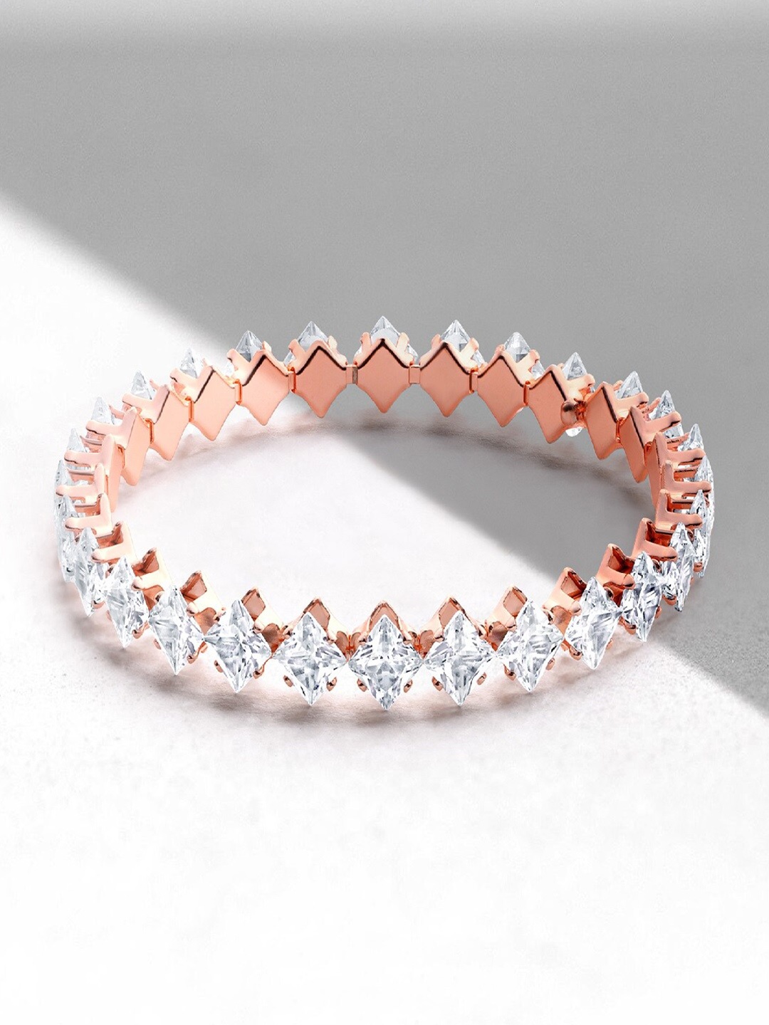 

Mahi Women Cubic Zirconia Rose Gold-Plated Kada Bracelet