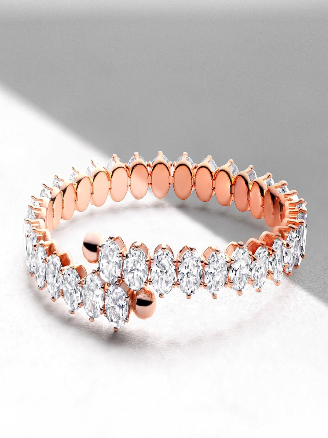 

Mahi Women Cubic Zirconia Rose Gold-Plated Kada Bracelet