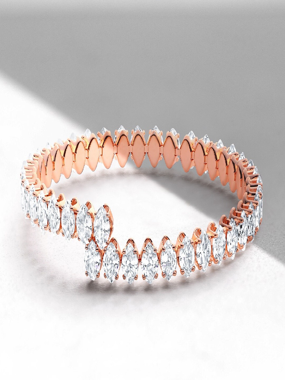 

Mahi Women Cubic Zirconia Rose Gold-Plated Kada Bracelet
