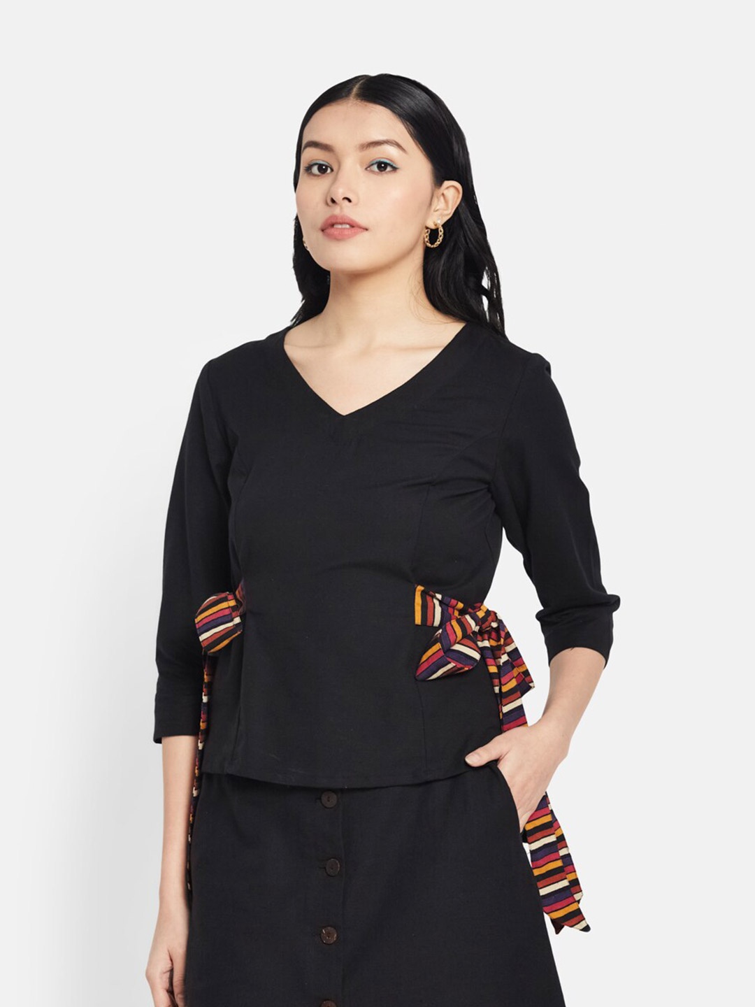 

Fabindia Women Solid Top, Black