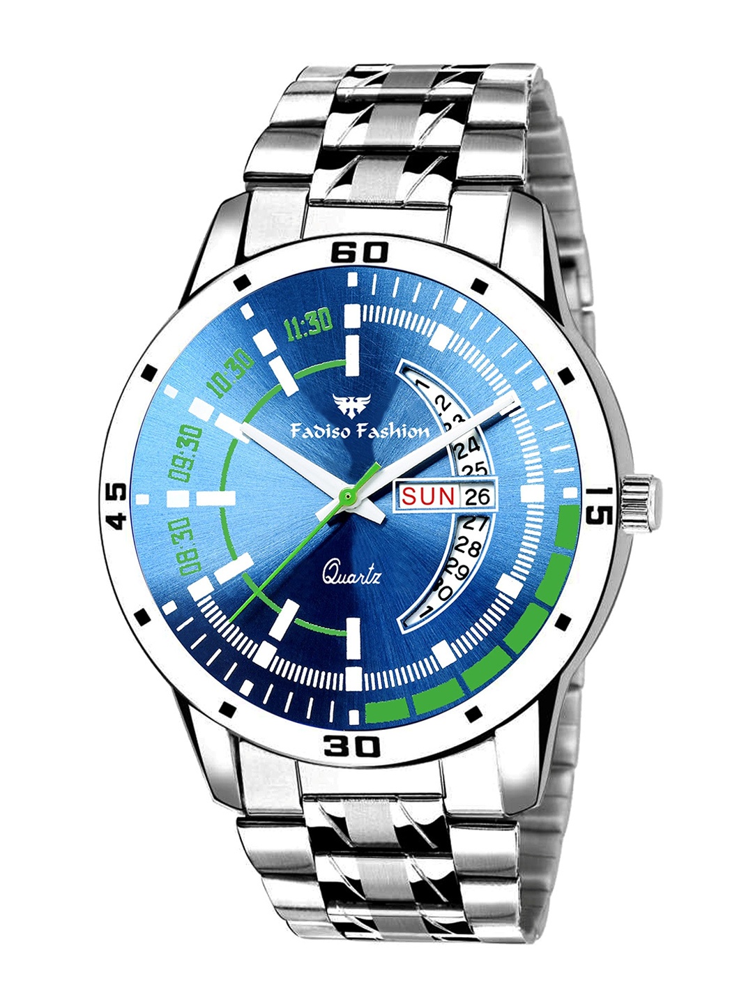 

Fadiso Fashion Men Stainless Steel Bracelet Style Straps Analogue Watch FF3006, Blue