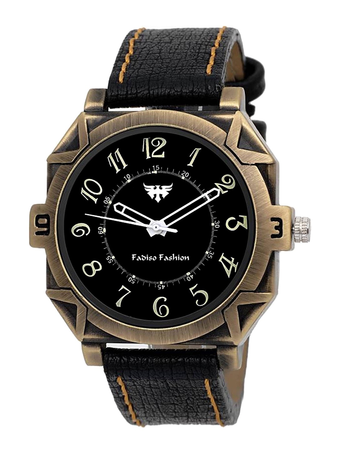 

Fadiso Fashion Men Brass Dial & Textured Straps Analogue Watch- FF-030980, Black