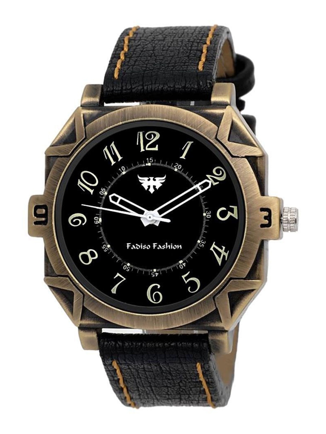 

Fadiso Fashion Men Brass Dial & Textured Straps Analogue Watch FF-30980, Black