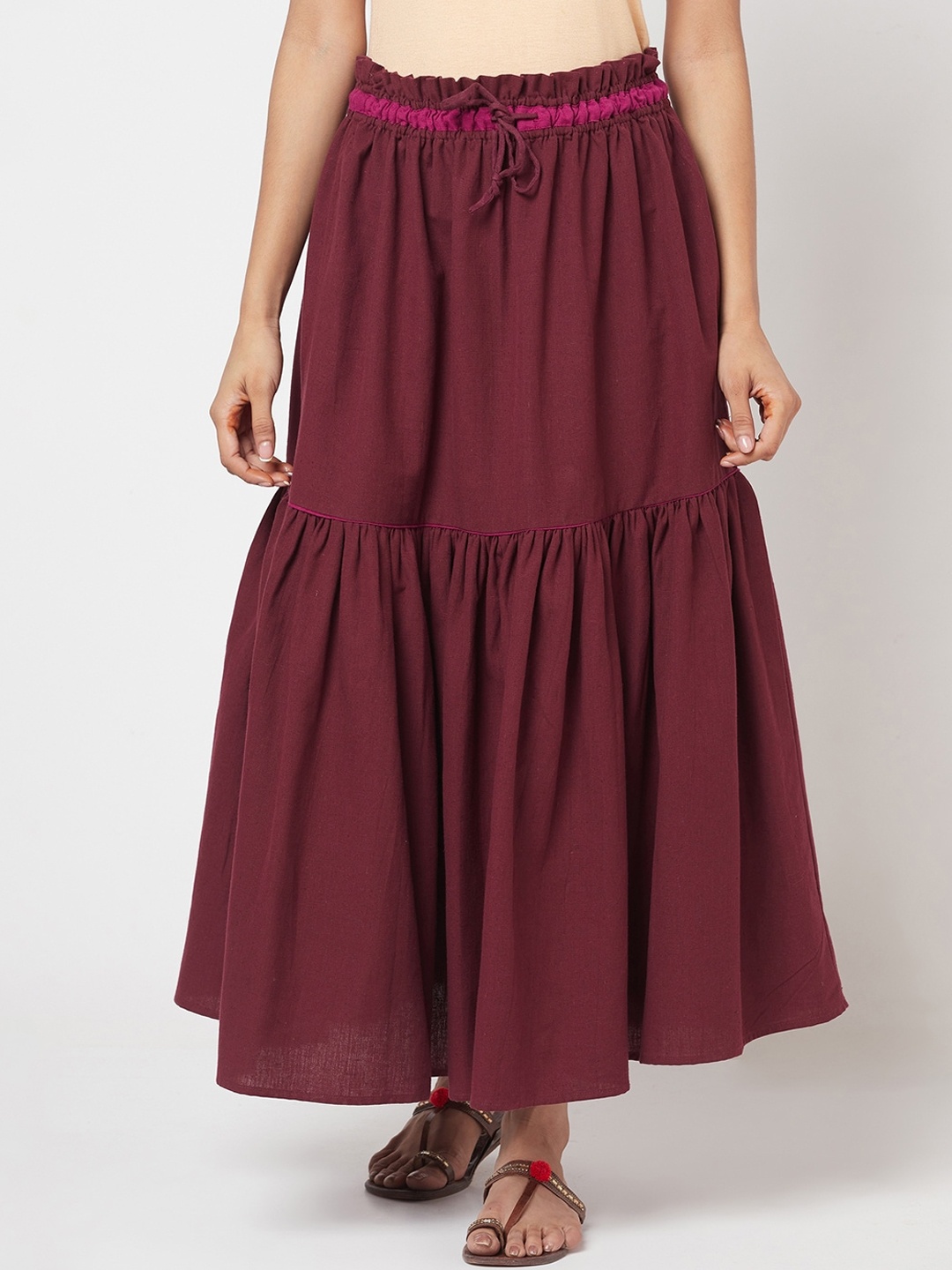 

Fabindia Flared Maxi Skirt, Brown