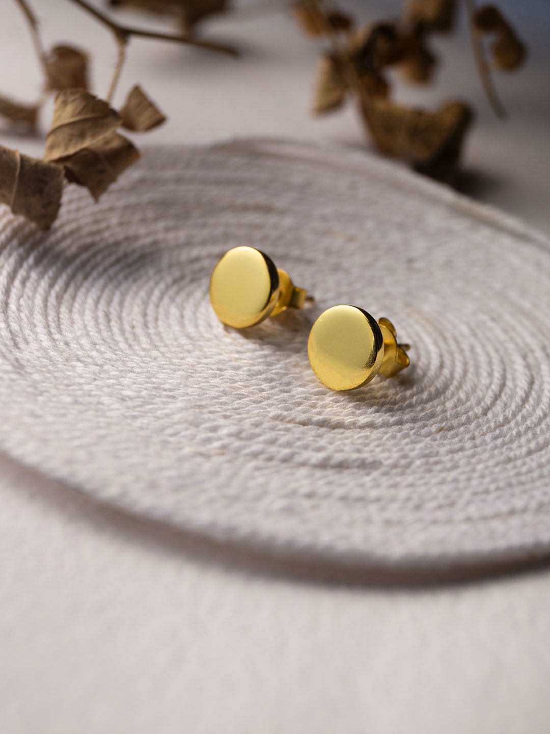 

MANNASH Gold Plated Circular Studs Earrings, Yellow