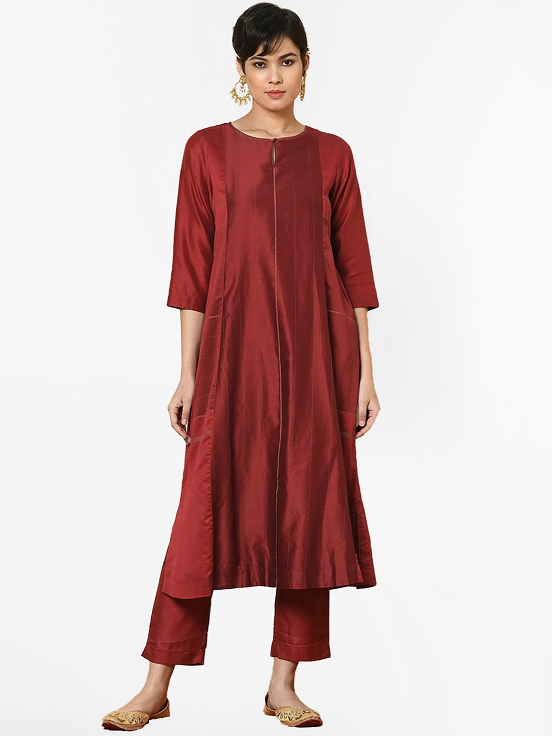 Fabindia Keyhole Neck Kurta, Red