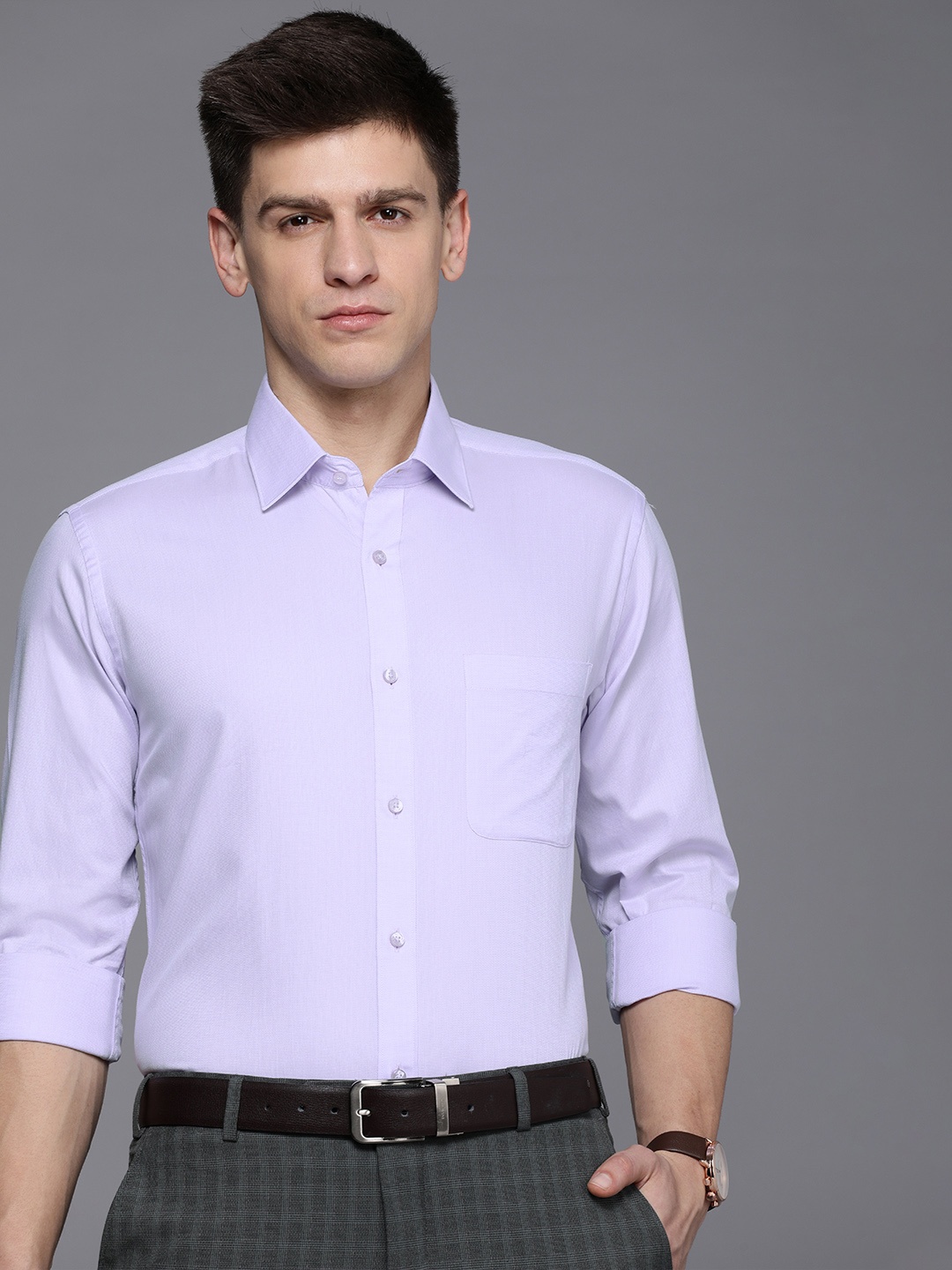 

Raymond Men Pure Cotton Slim Fit Formal Shirt, Lavender