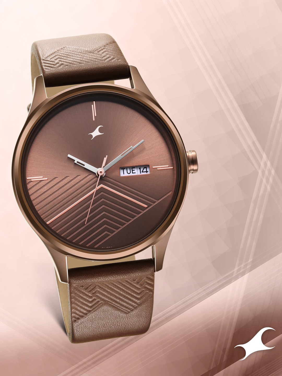 

Fastrack Men Brass Dial & Leather Straps Analogue Watch 3247QL02, Brown