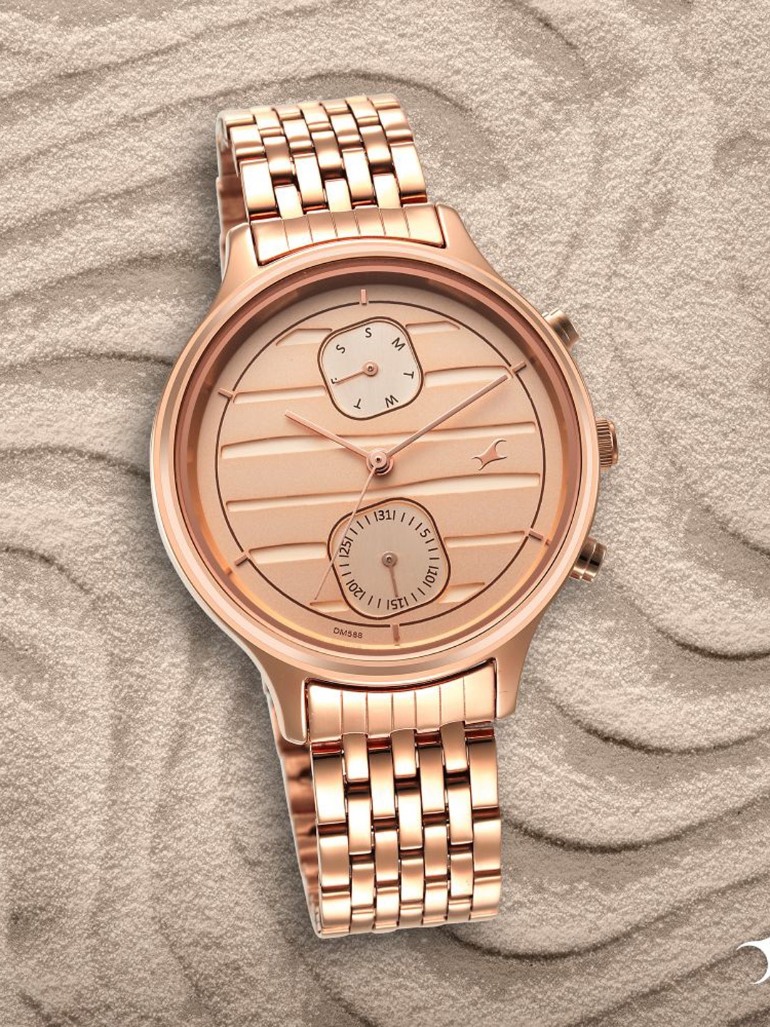 Fastrack Women Brass Dial & Straps Analogue Watch 6207WM02, Champagne