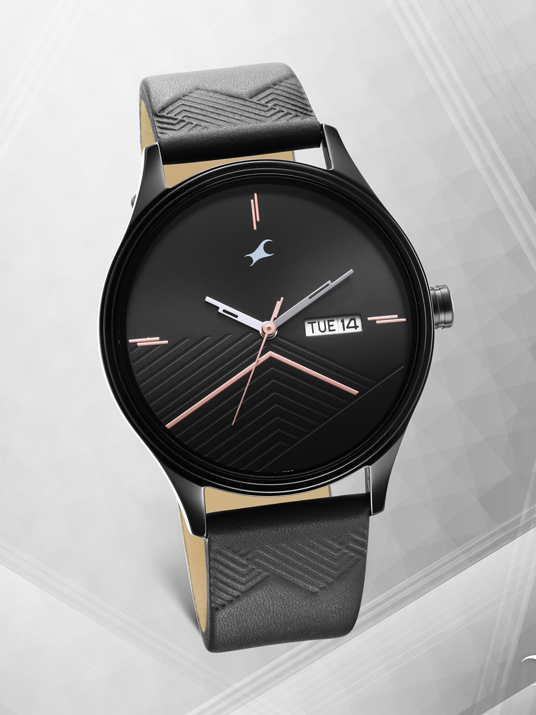 

Fastrack Men Brass Dial & Leather Straps Analogue Watch 3247NL01, Black