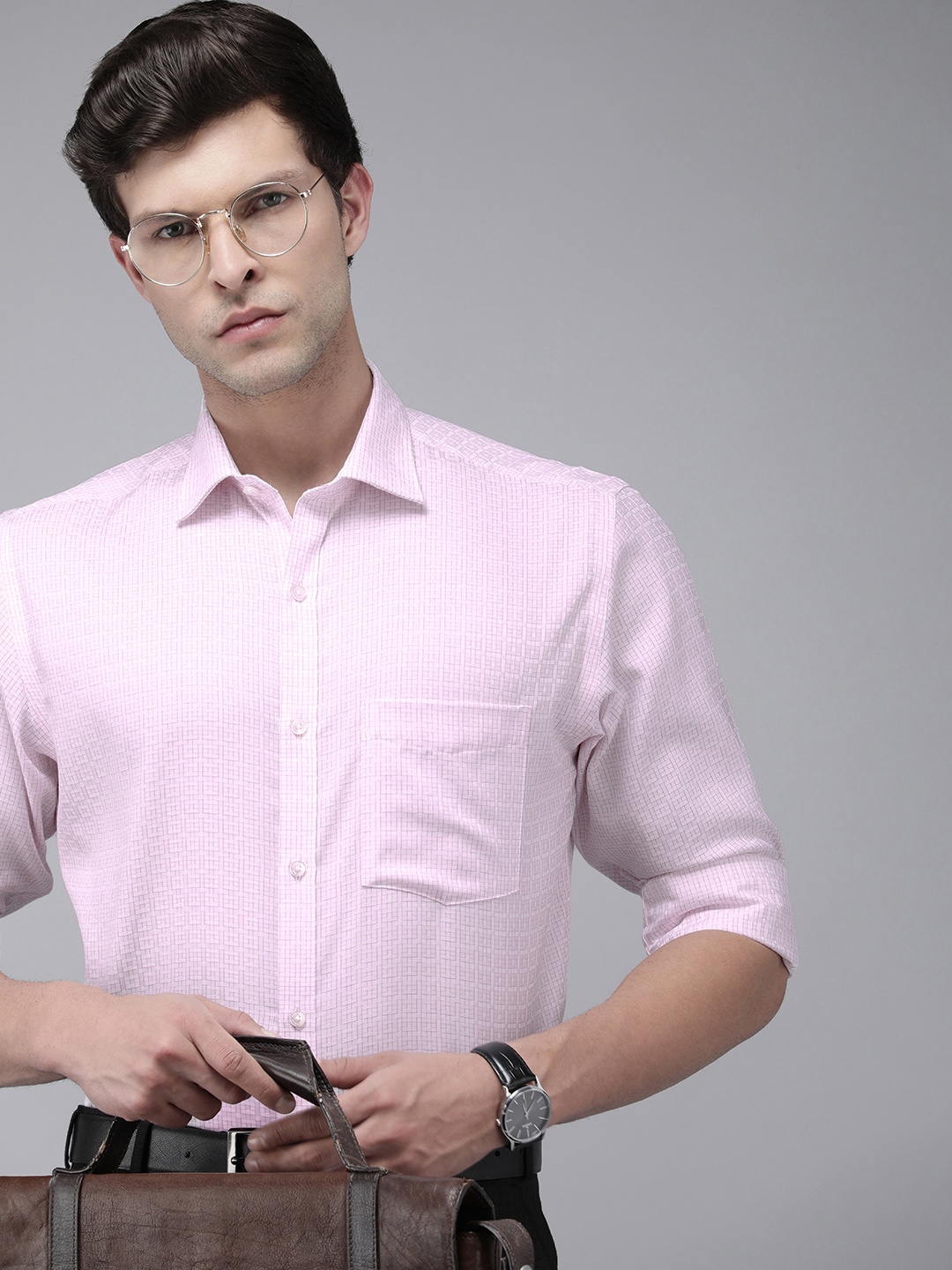 

Park Avenue Men Pure Cotton Slim Fit Micro Checked Formal Shirt, Lavender