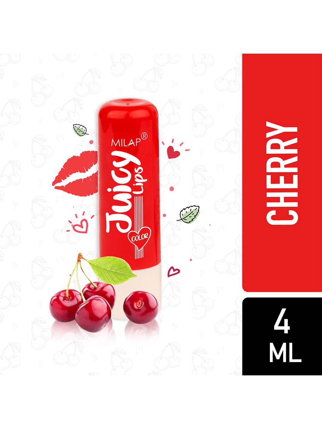 

MILAP Juicy 12 Hour Moisture & Shine SPF15 Lip Balm with Vitamin E 4ml - Cherry, Red