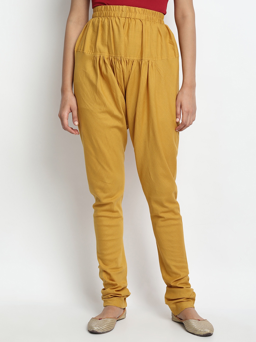 

Molcha Women Pure Cotton Straight-Fit High-Rise Churidar, Mustard