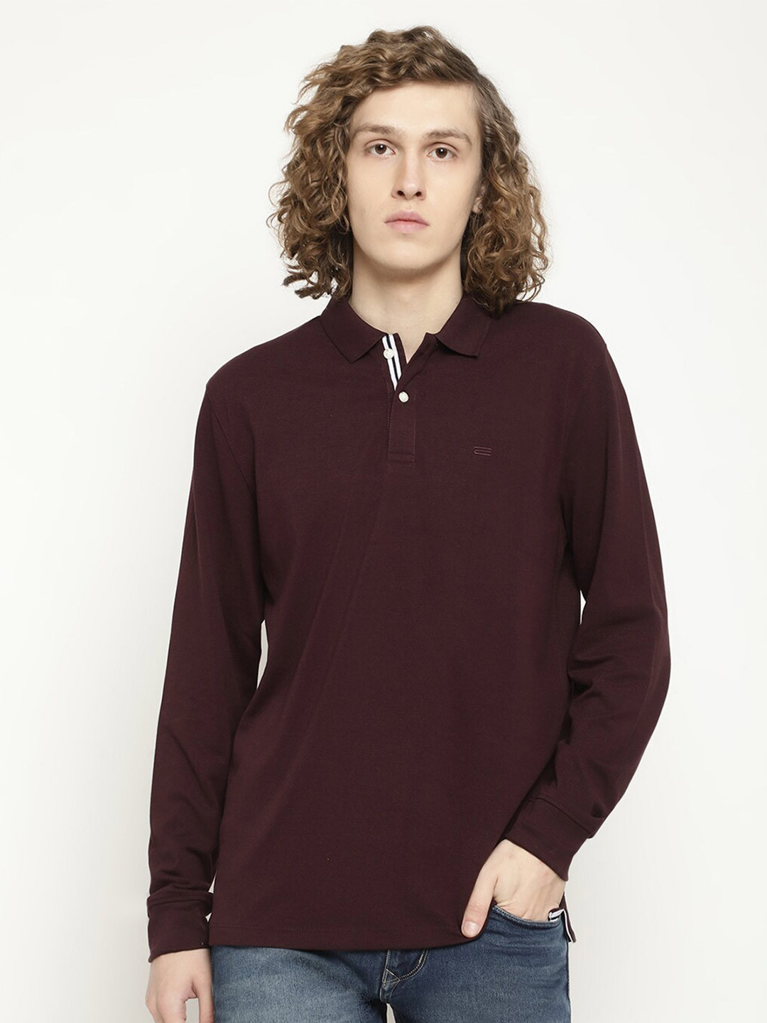 

METTLE Men Cotton Polo Collar T-shirt, Maroon