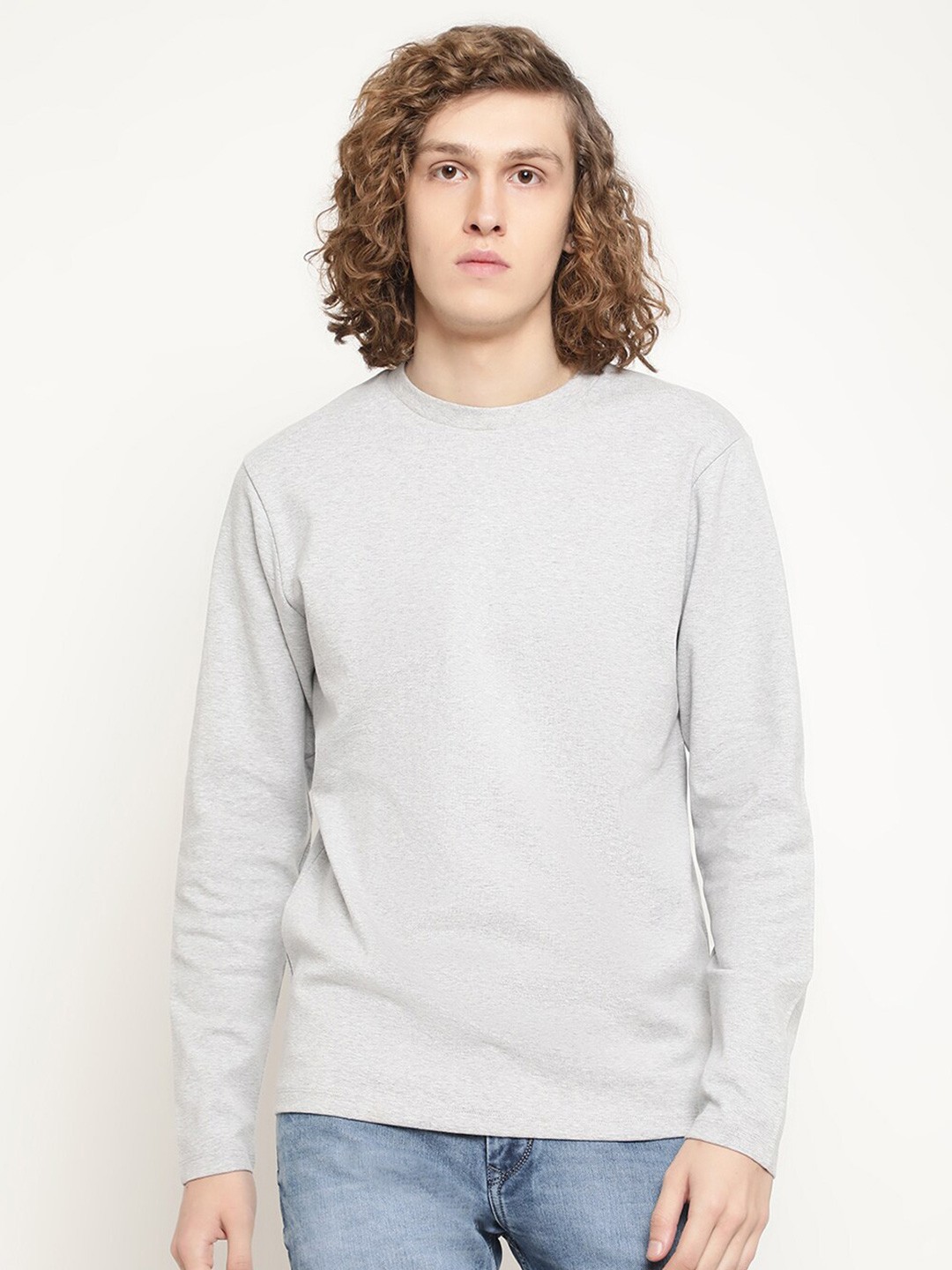 

METTLE Men Solid Cotton T-shirt, Grey