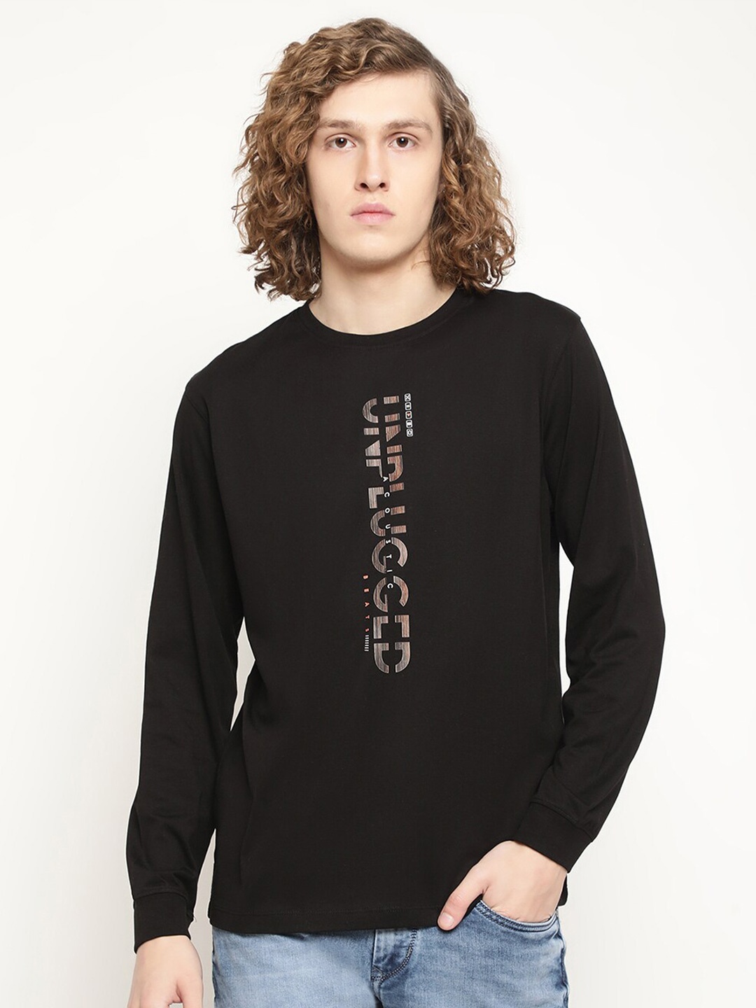 

METTLE Men Typography Printed Cotton T-shirt, Black