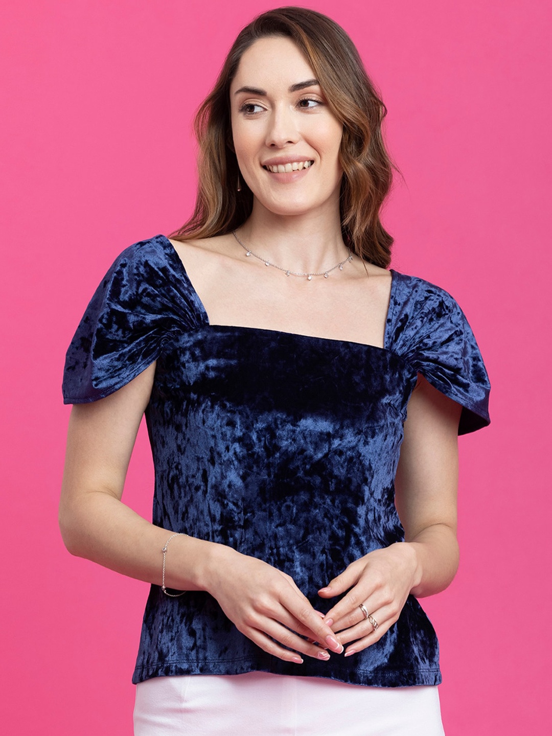 

FableStreet Velvet Top, Blue