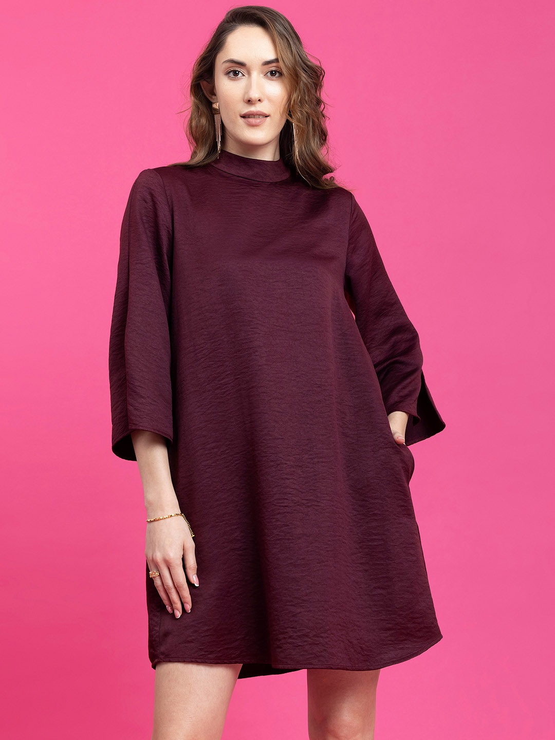 

FableStreet Satin A-Line Dress, Maroon