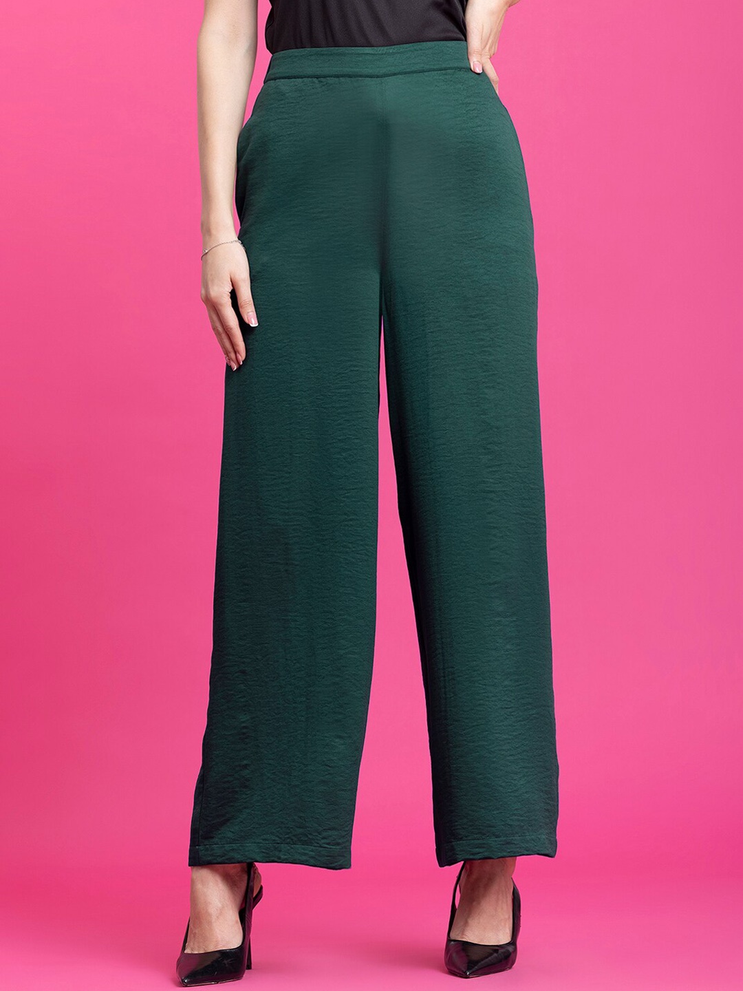 

FableStreet Women Wide Legged Trousers, Green