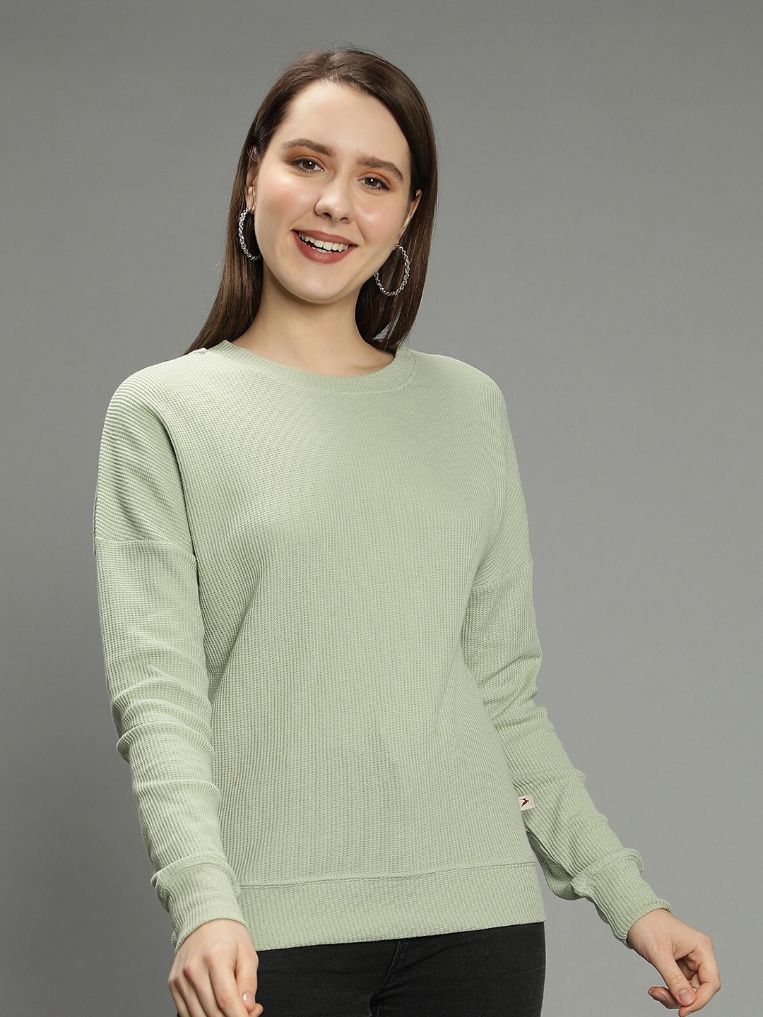 

Nimble Women Drop-Shoulder Sleeves T-shirt, Green