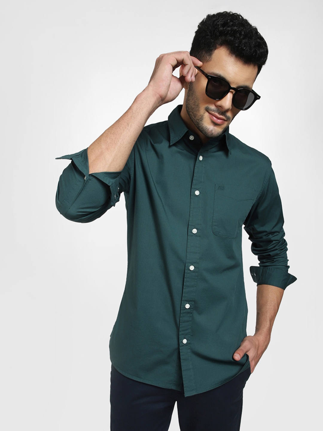 

SELECTED Men Slim Fit Cotton Casual Shirt, Green