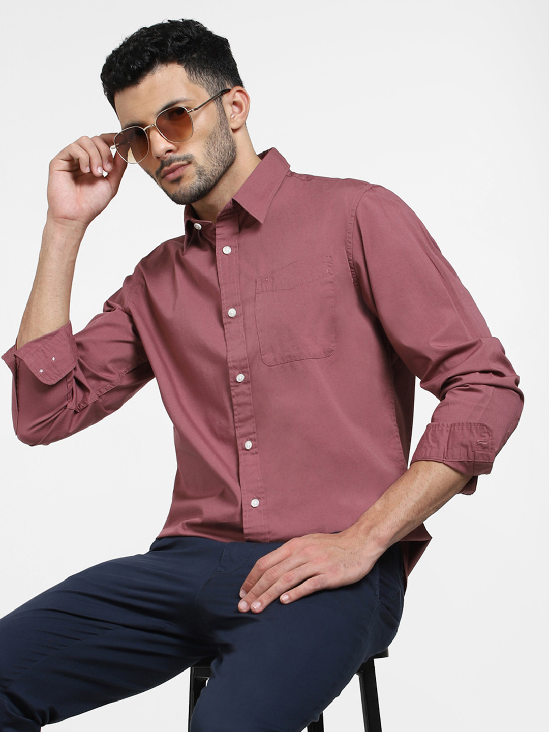 

SELECTED Men Slim Fit Cotton Casual Shirt, Pink