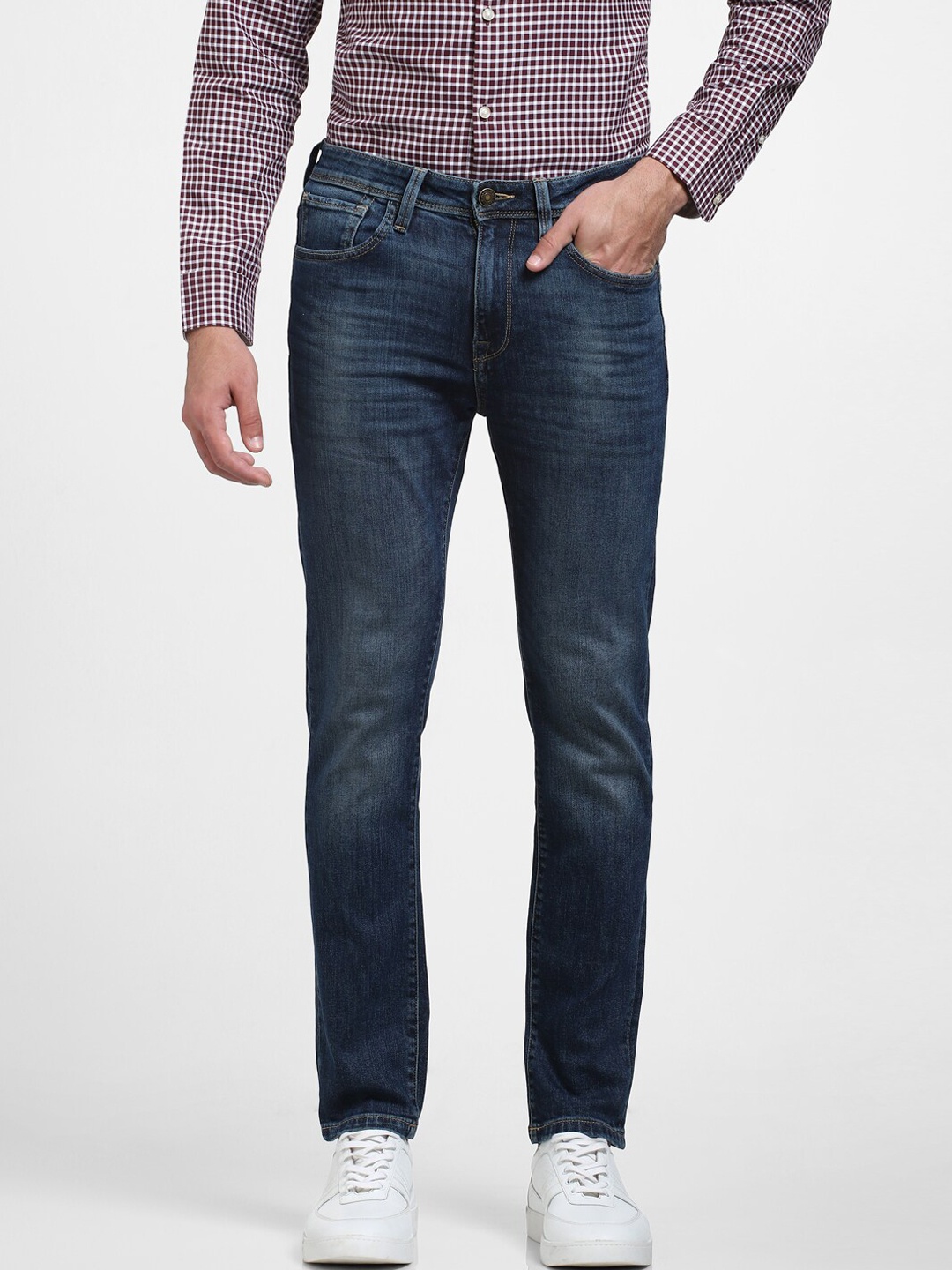 

SELECTED Men Slim Fit Light Fade Cotton Jeans, Blue