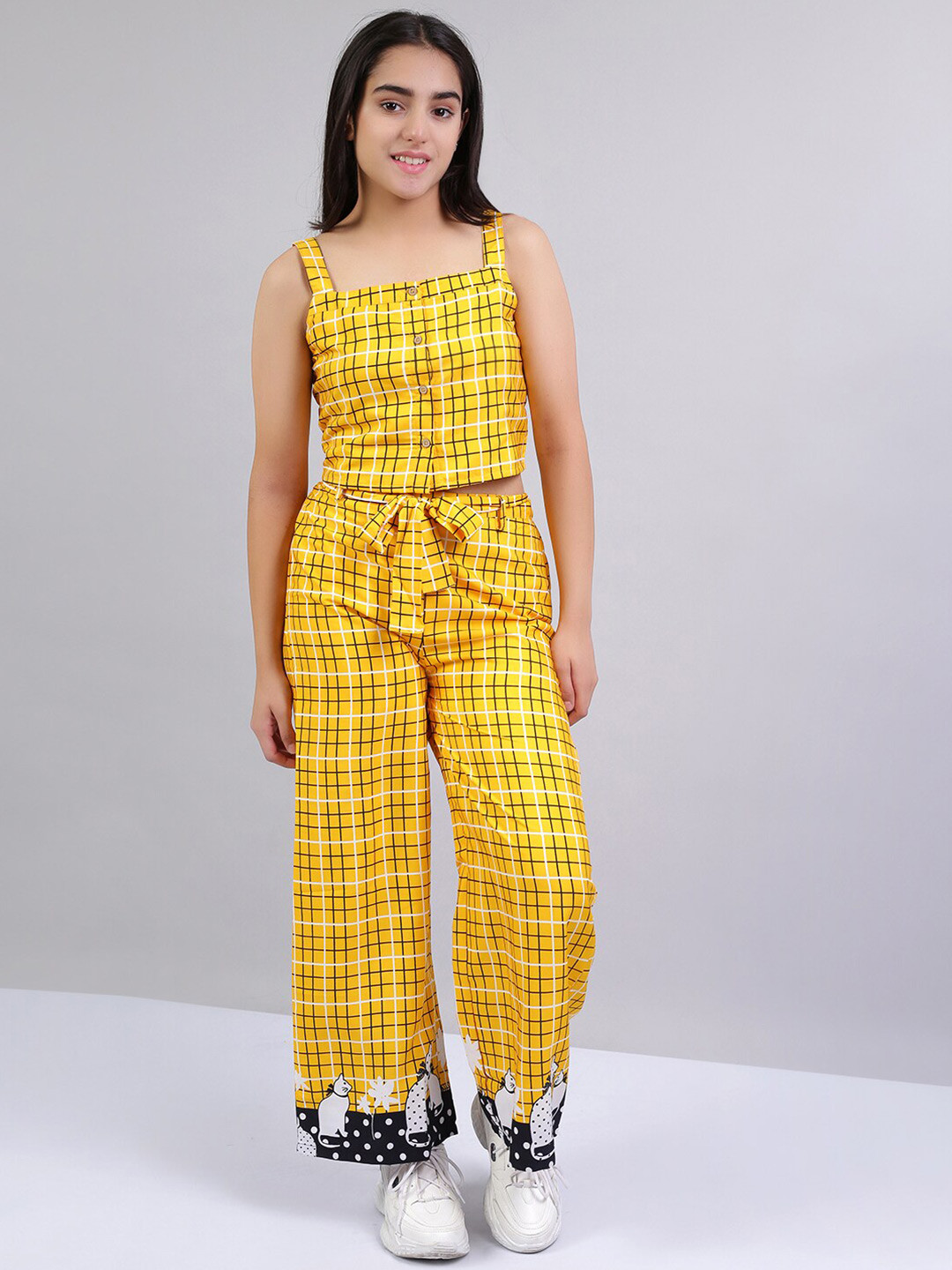

Naughty Ninos Girls Checked Top with Palazzos, Yellow