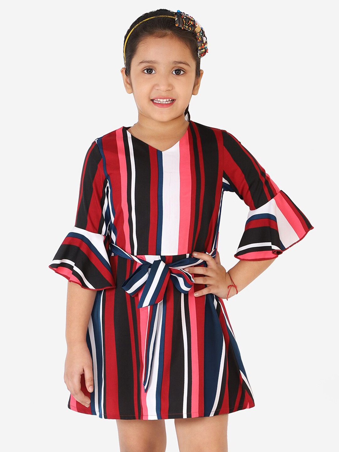 

Naughty Ninos Striped Crepe Dress, Red