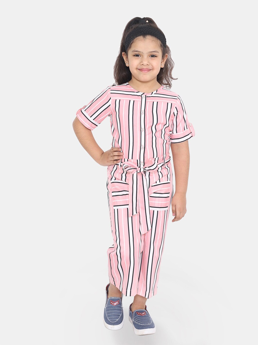 

Naughty Ninos Girls Striped Basic Jumpsuit, Pink
