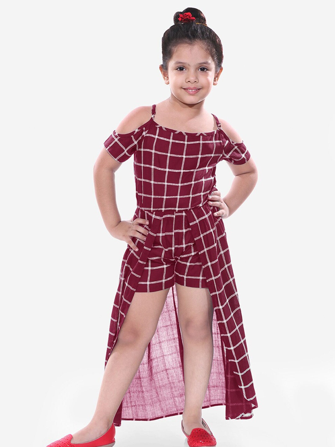 

Naughty Ninos Checked Crepe Dress, Maroon