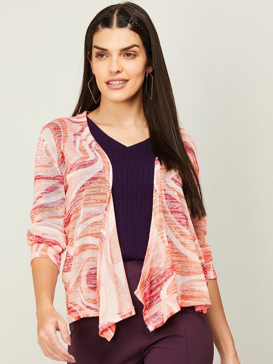 

CODE by Lifestyle Women Printed Shrug, Coral