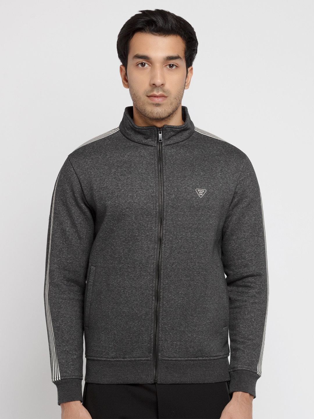 

Status Quo Mock Collar Cotton Sweatshirt, Charcoal