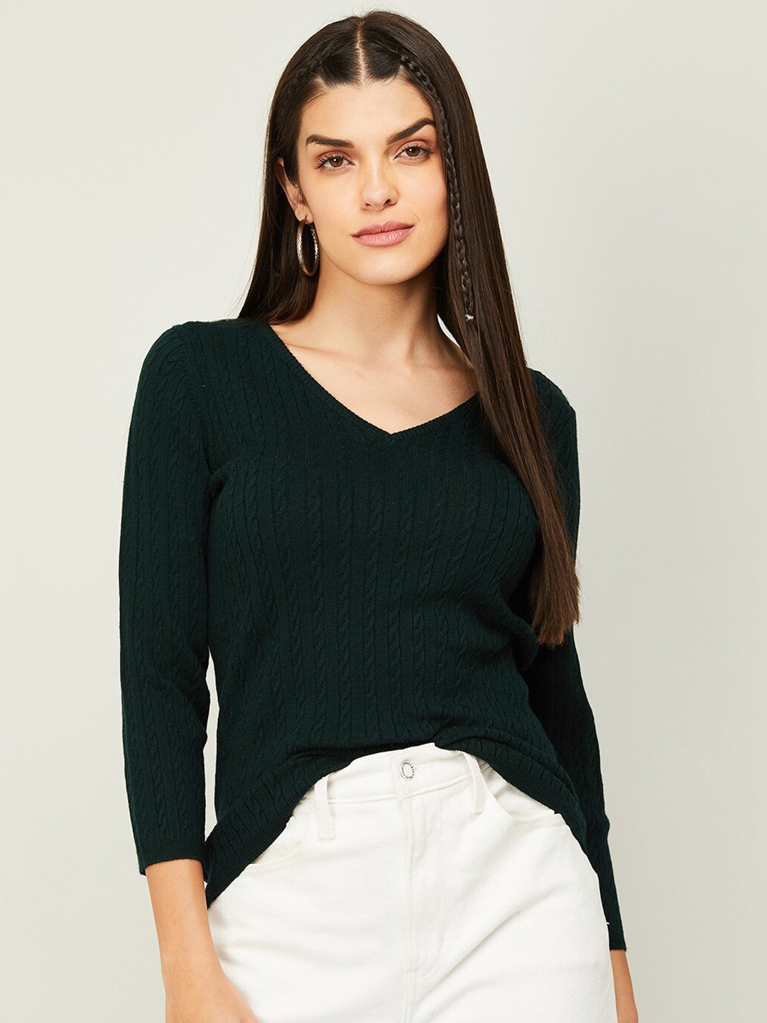 

CODE by Lifestyle Women Cable Knit Pullover, Green