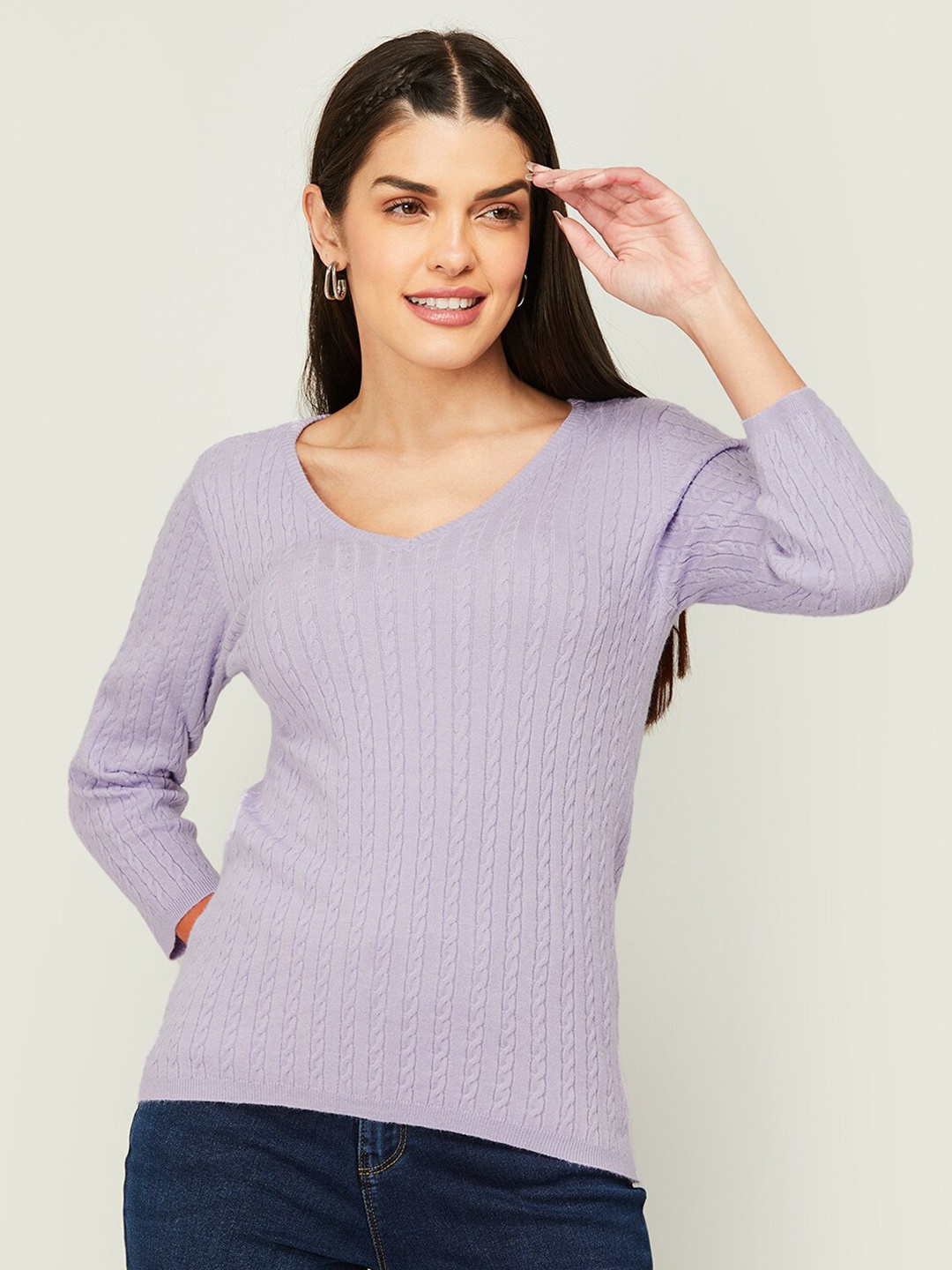 

CODE by Lifestyle Women Cable Knit Pullover, Lavender