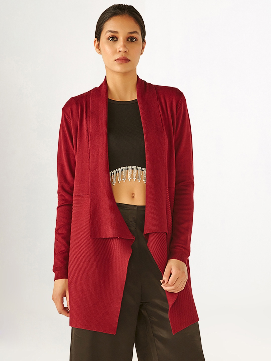 

COVER STORY Women Longline Shrug, Maroon