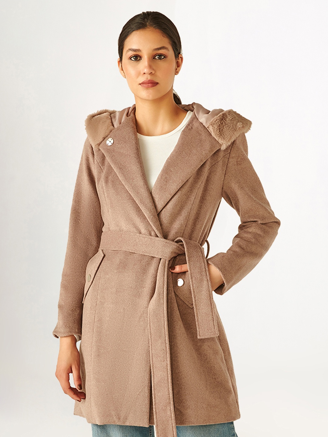 

COVER STORY Women Antimicrobial Longline Hooded Parka Jacket, Beige