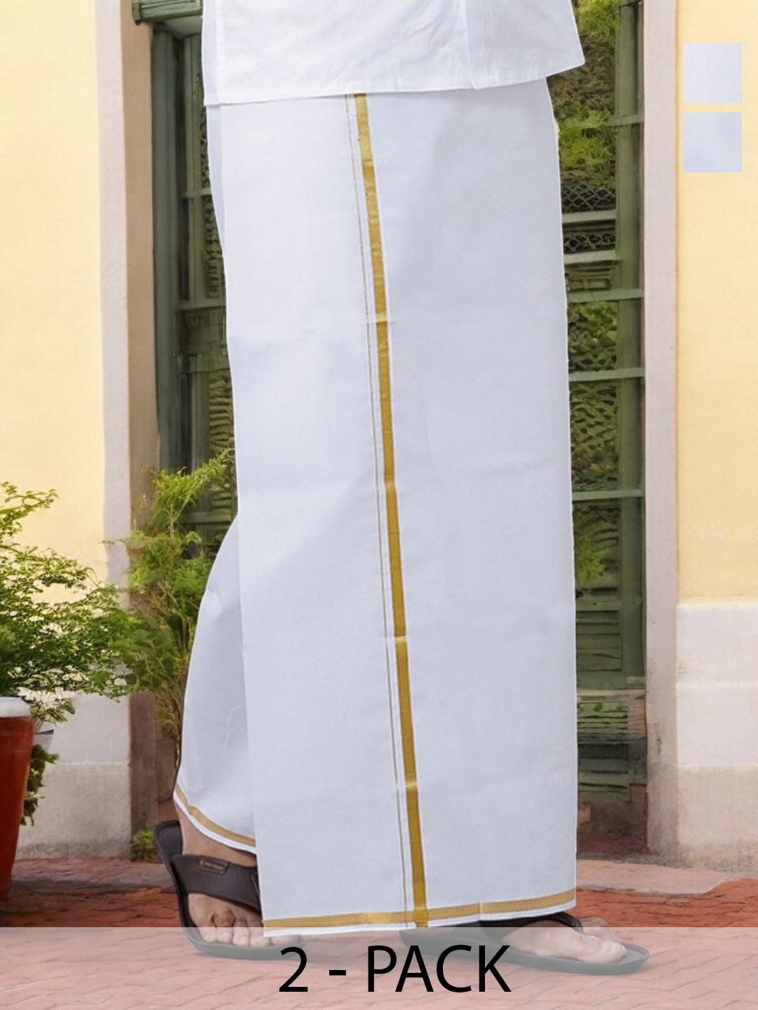 

Ramraj Pure Cotton Zari Border Dhoti, White
