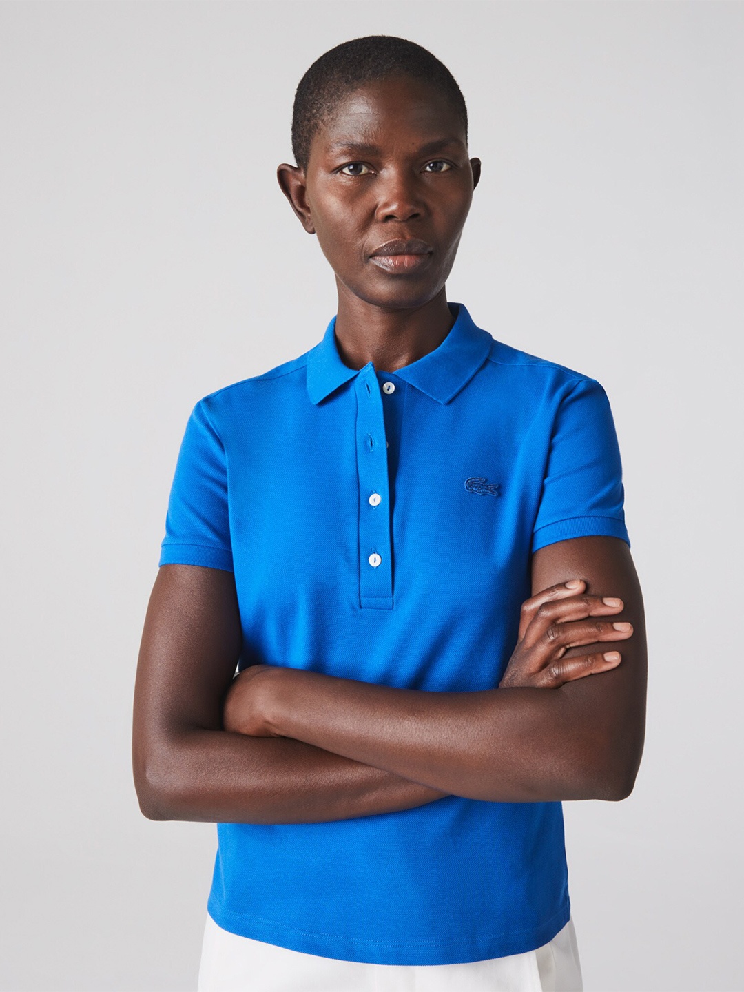 

Lacoste Women Polo Collar Slim Fit T-shirt, Blue