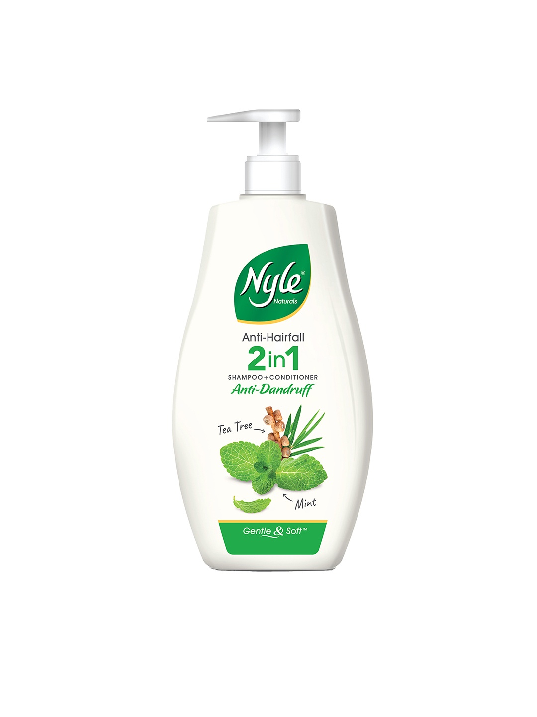 

Nyle Naturals Anti-Dandruff 2-In-1 Shampoo+Conditioner with Tea Tree & Mint - 400 ml, Green