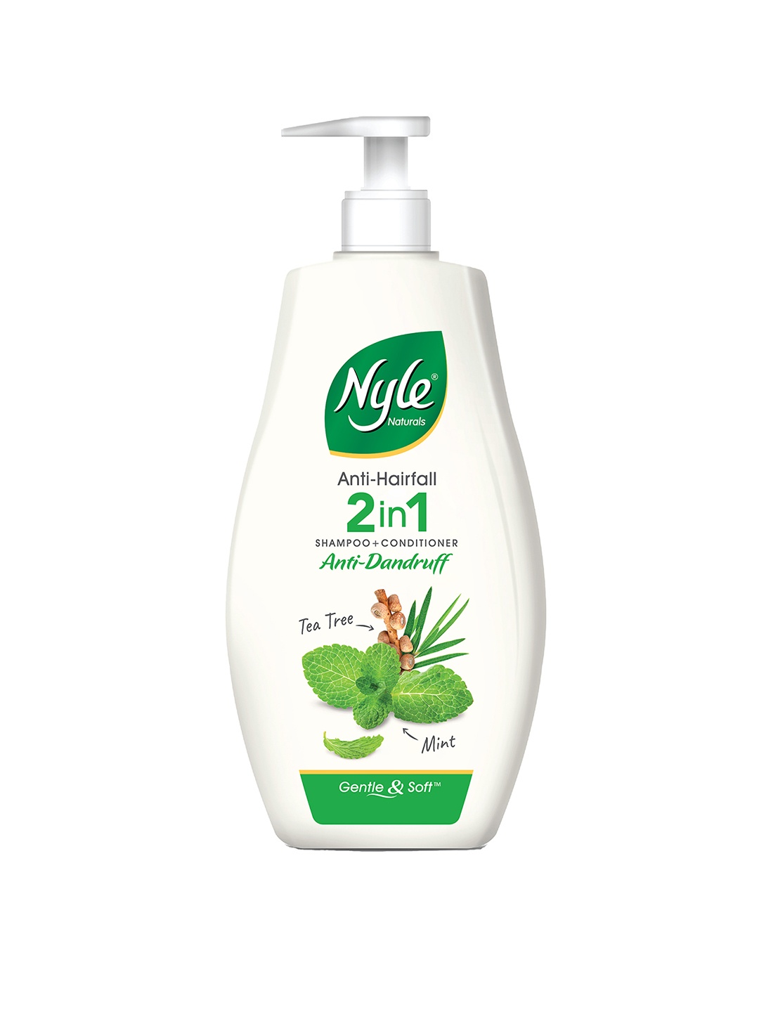 

Nyle Naturals Anti-Dandruff 2-In-1 Shampoo+Conditioner with Tea Tree & Mint - 800 ml, Green