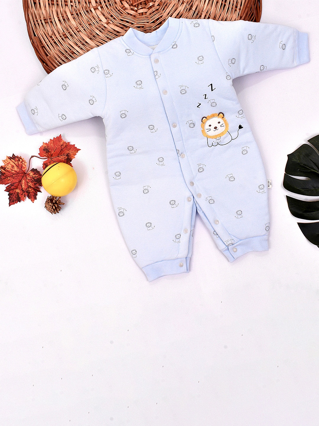

Moms Home Infants Kids Printed Organic Cotton Romper, Blue
