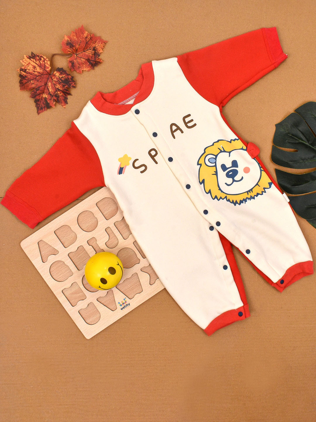 

Moms Home Infants Printed Pure Organic Cotton Rompers, Red